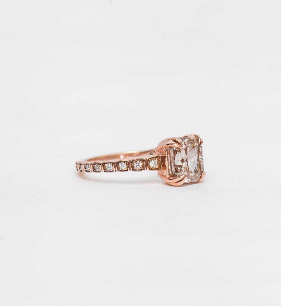 Rings Anna Sheffield | Champagne Diamond Tapered Wheat Engagement Ring