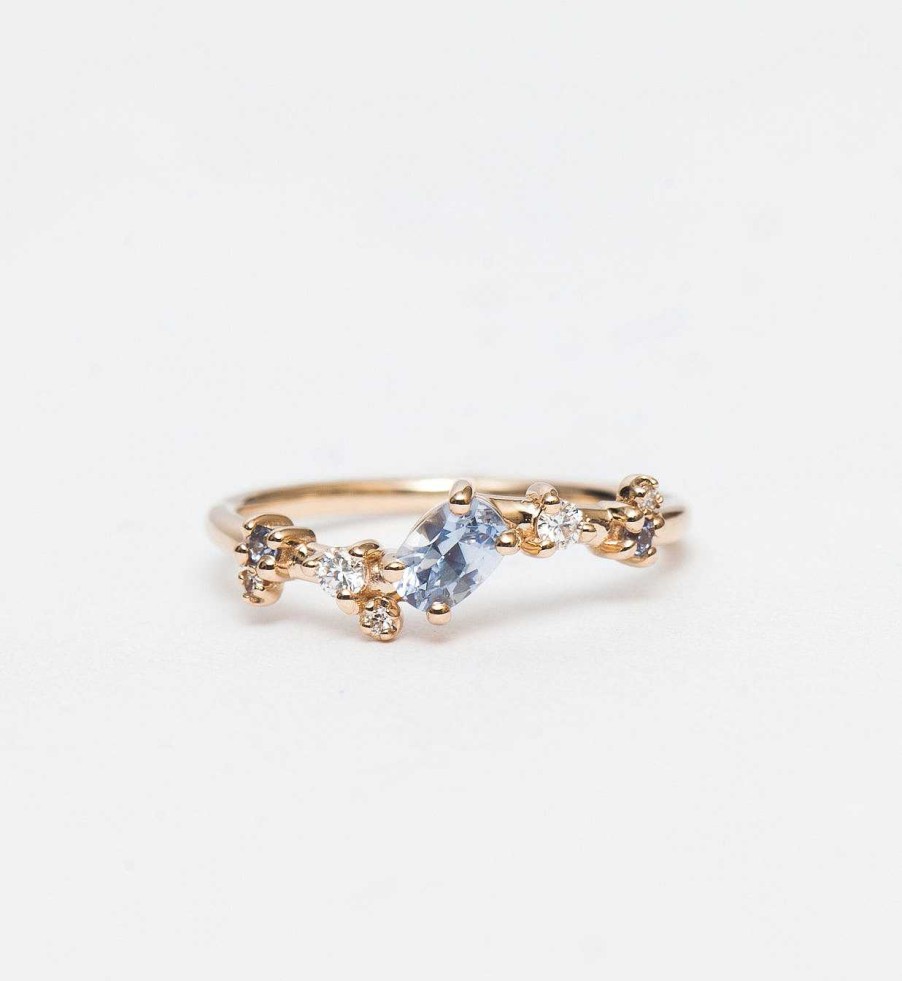 Rings WWAKE | Small Oval Organic Sapphire Crossover Ring