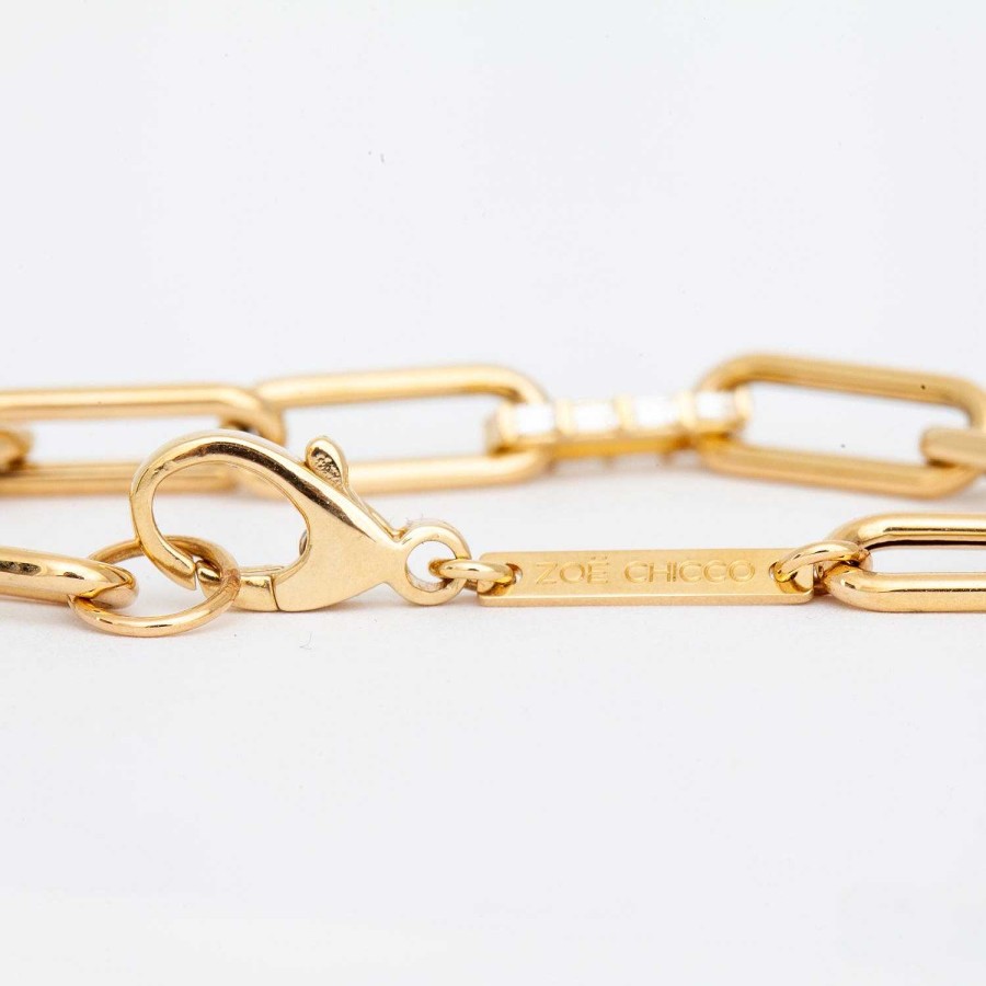 Bracelets Zoe Chicco | Baguette Diamond Paperclip Chain Bracelet