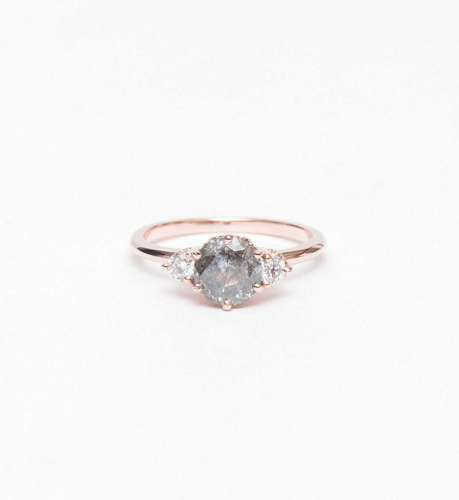 Rings Anna Sheffield | Grey Diamond Hazeline Three Stone Ring