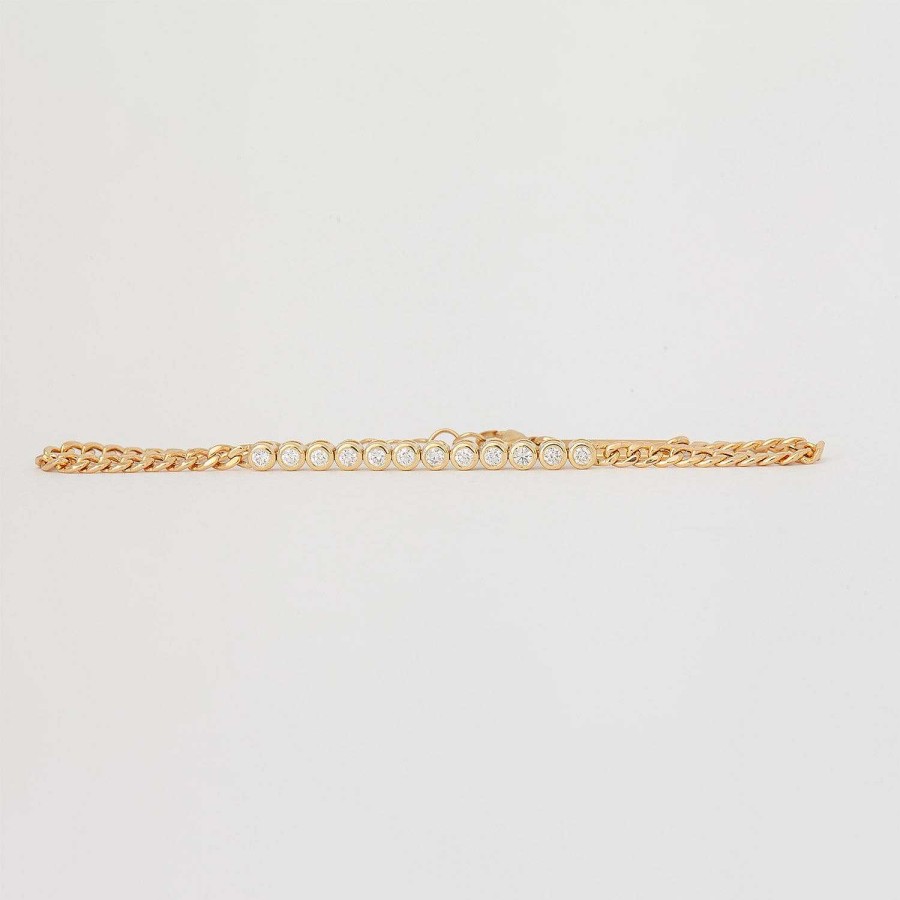 Bracelets Zoe Chicco | Diamond Bezel Tennis Segment Curb Chain Bracelet