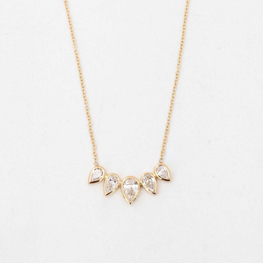 Necklaces And Pendants Zoe Chicco | Five Pear Diamond Fan Necklace