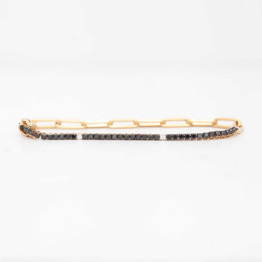 Bracelets No.3 | Black And White Diamond & Paperclip Half Tennis Bracelet