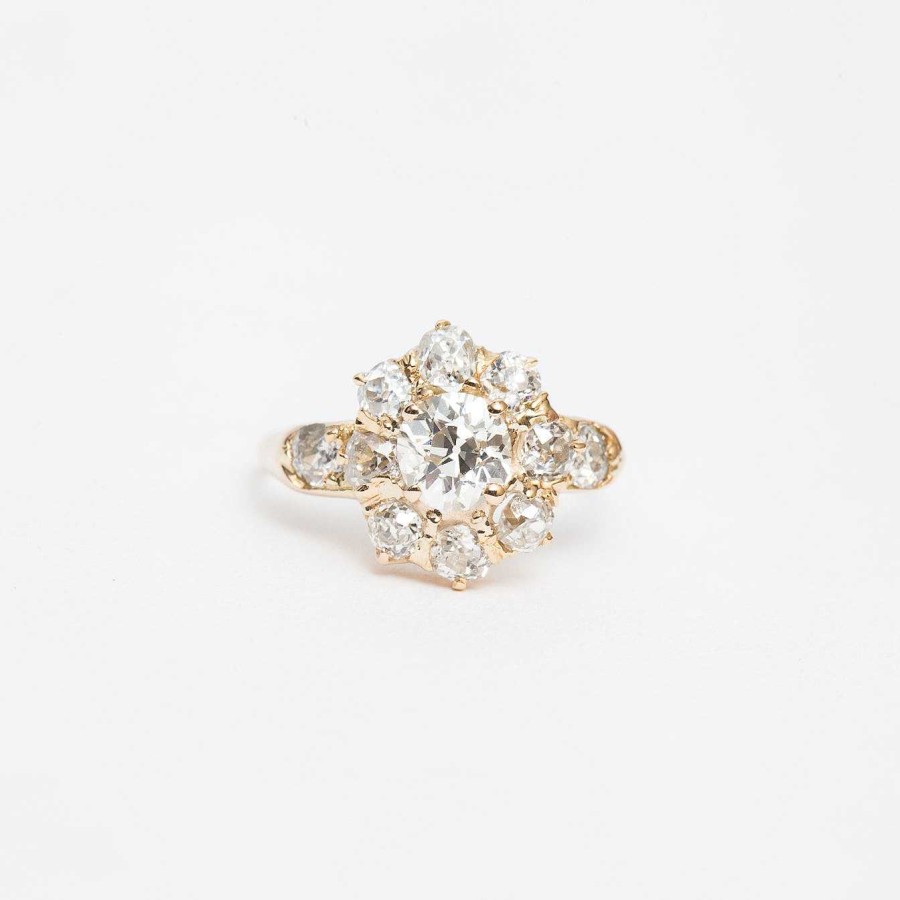 Rings Estate Jewelry | 2.26 Ctw Victorian Flower Halo Ring