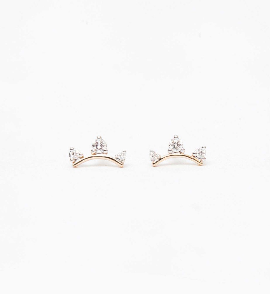 Earrings Adina Reyter | Three Diamond Amigos Curve Studs