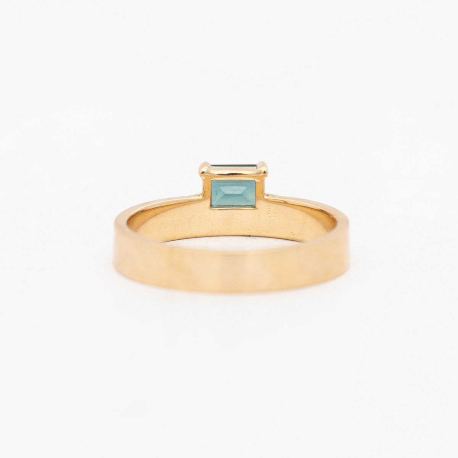 Rings WWAKE | 0.50 Ct Horizontal Emerald-Cut Gradient Sapphire Monolith Ring