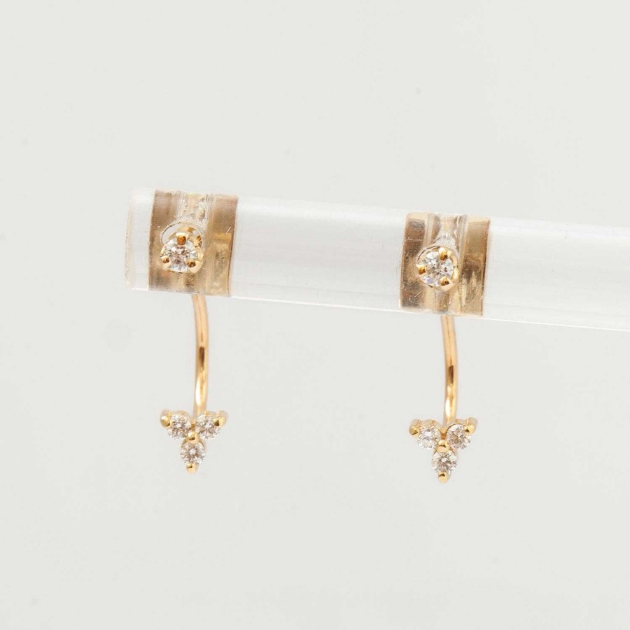 Earrings Zoe Chicco | Diamond Studs With Diamond Trio Jacket