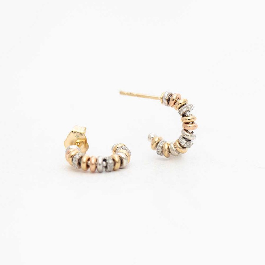 Earrings Adina Reyter | Mini Bead Pav Huggie Hoops