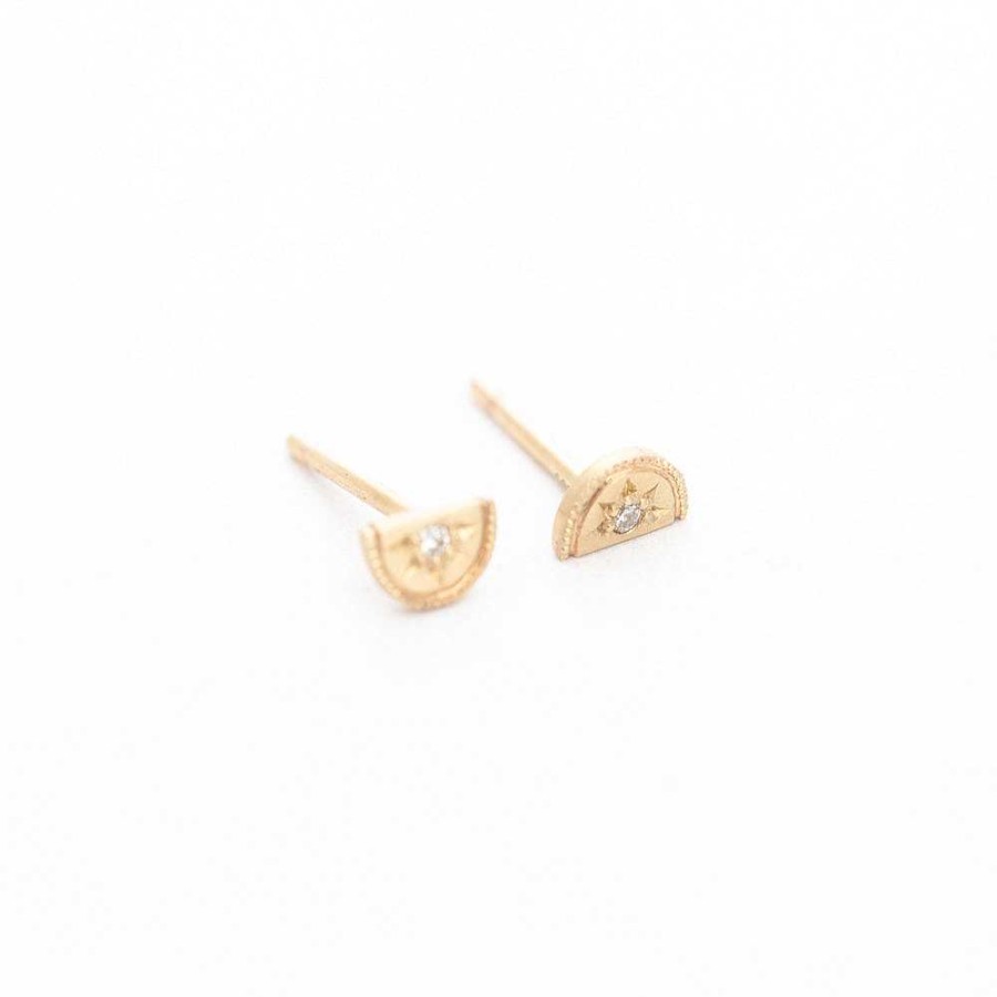 Earrings Melissa Scoppa | Mini Half Moon Luna Diamond Stud Earrings