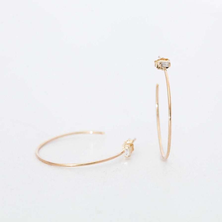 Earrings Zoe Chicco | Medium Baguette Diamond Hoops