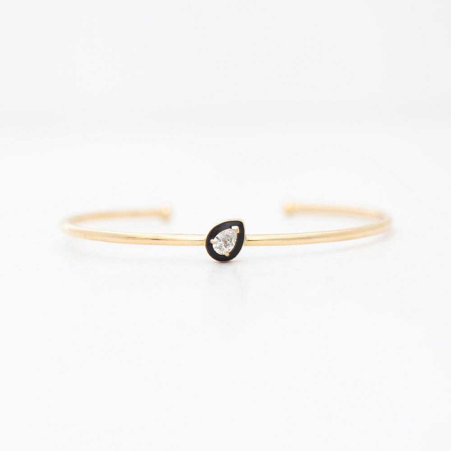 Bracelets No.3 | Pear Diamond And Black Enamel Bangle