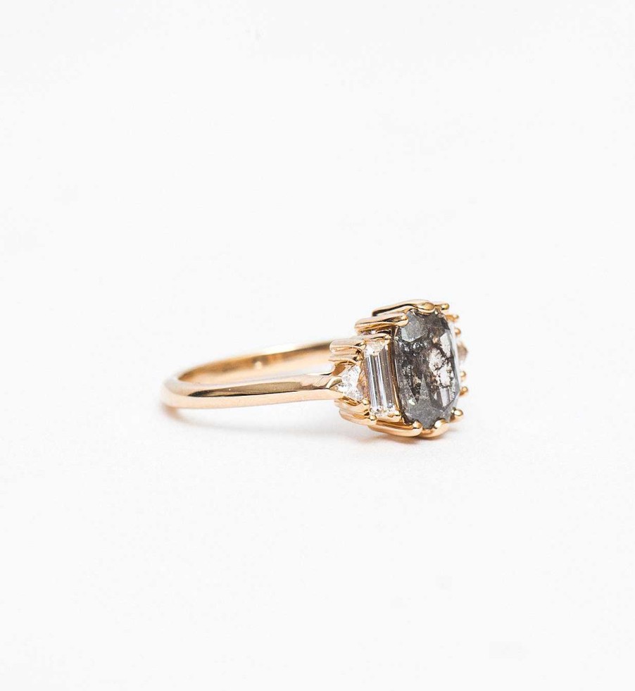 Rings Anna Sheffield | Salt & Pepper Cushion Diamond Theda Ring