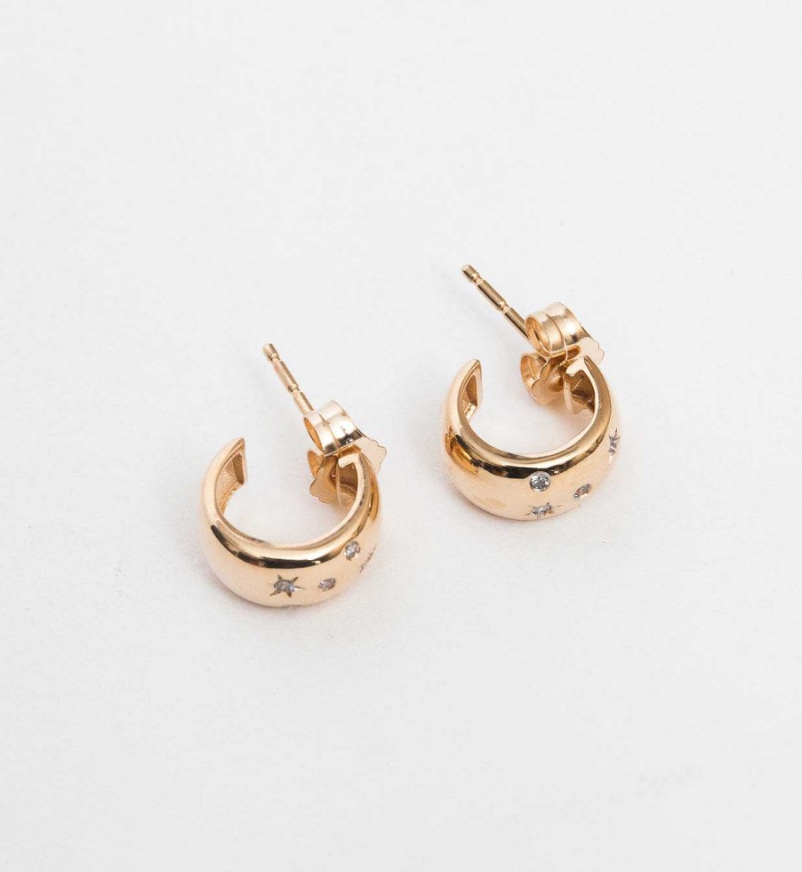 Earrings Adina Reyter | Celestial Diamonds Wide Huggie Hoops