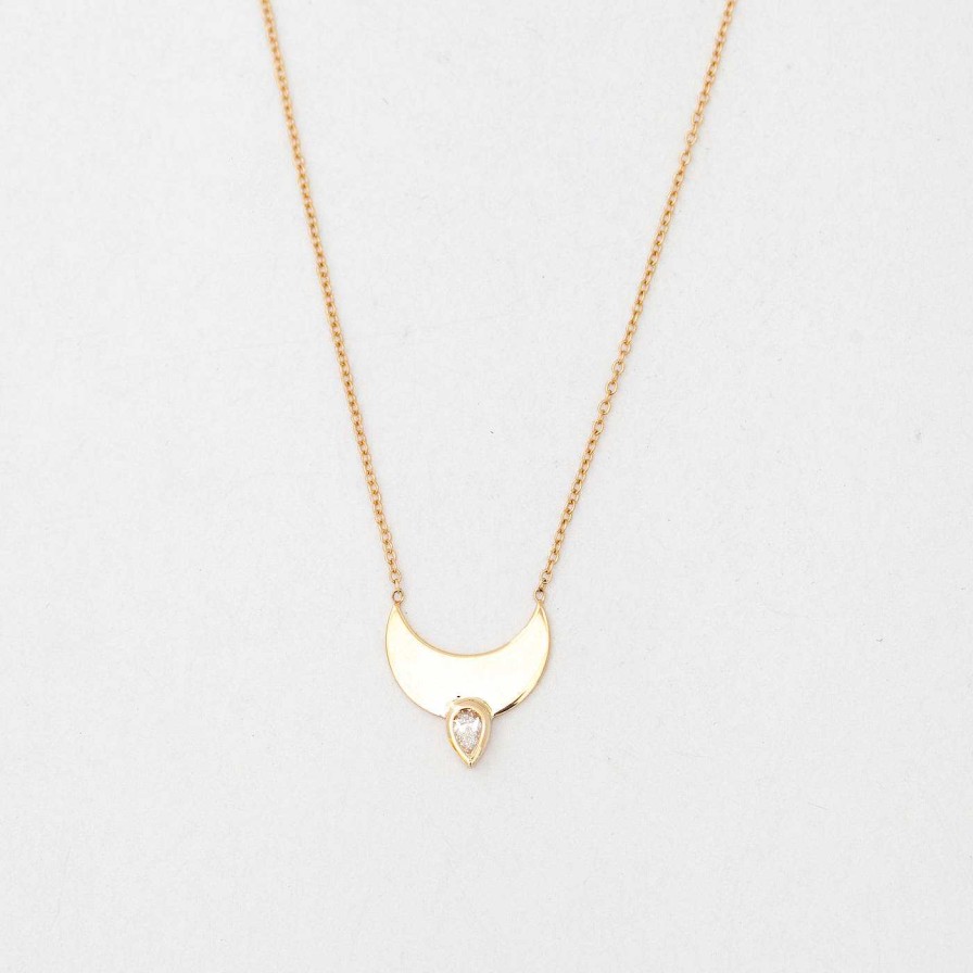 Necklaces And Pendants Zoe Chicco | Horizon Crescent Necklace With Pear Diamond