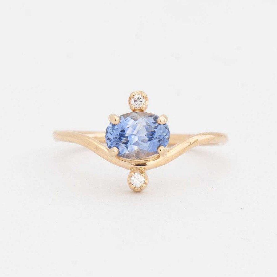 Rings WWAKE | 0.94 Ct Oval Sapphire And Diamond Nestled Ring