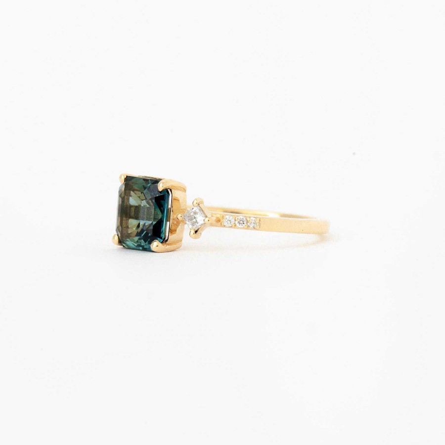 Rings Porter Gulch | 2.58 Ct Asscher-Cut Teal Sapphire May Ring