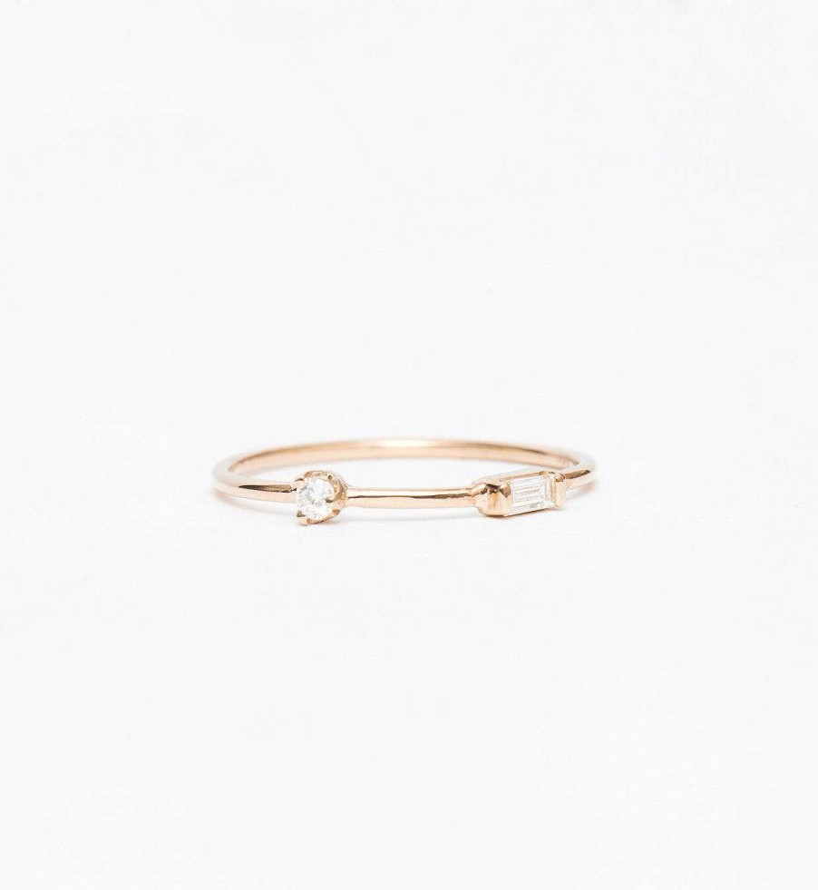 Rings Zoe Chicco | Spaced Baguette And Round Diamond Ring