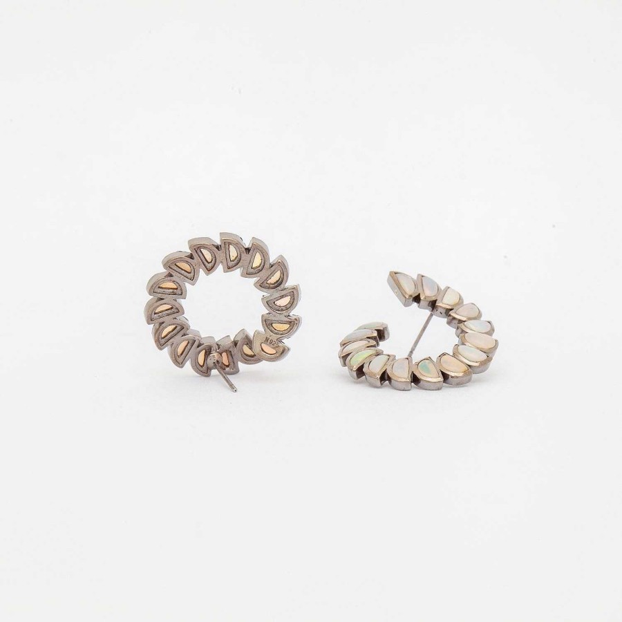 Earrings NAKARD | Ethiopian Opal Marabou Bypass Hoops