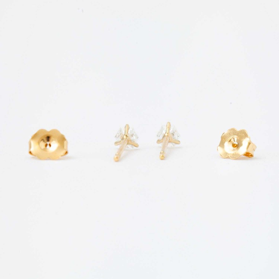 Earrings The Future Fine | 0.14 Ctw Hexagon Diamond Vault Three-Prong Stud