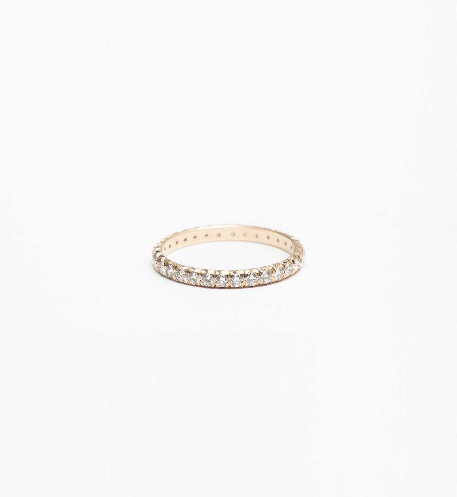 Rings Anna Sheffield | Yellow Gold & White Diamond 2 Mm Attelage French-Cut Pav Band