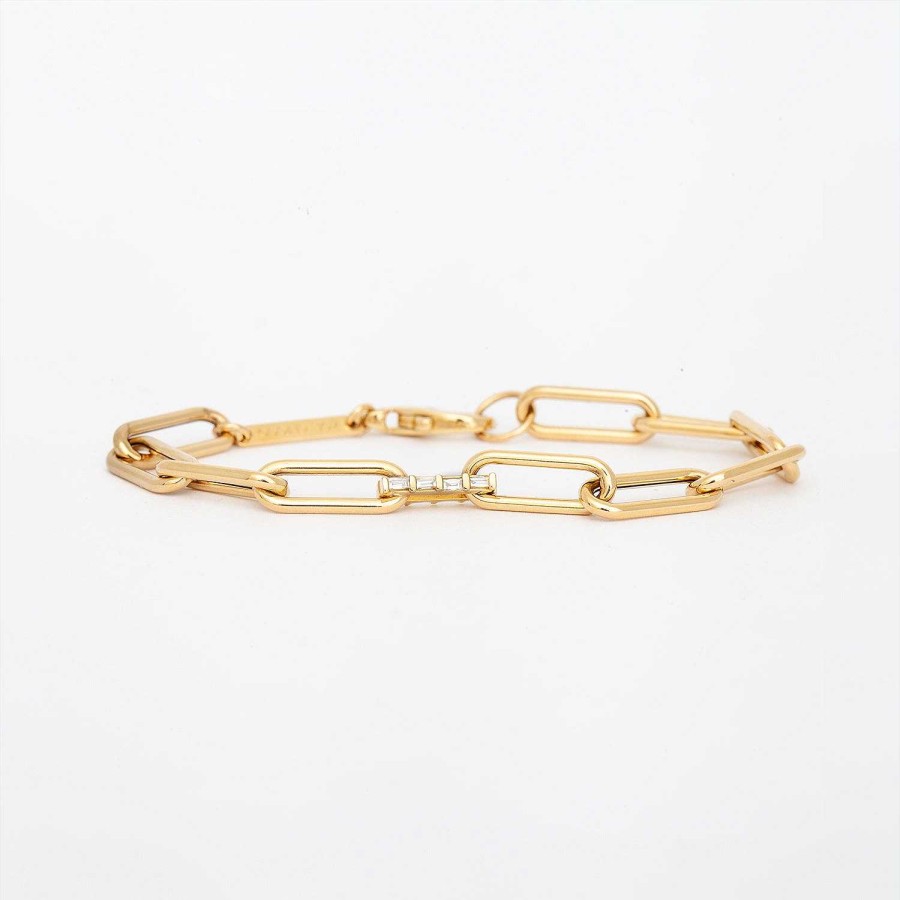 Bracelets Zoe Chicco | Baguette Diamond Paperclip Chain Bracelet