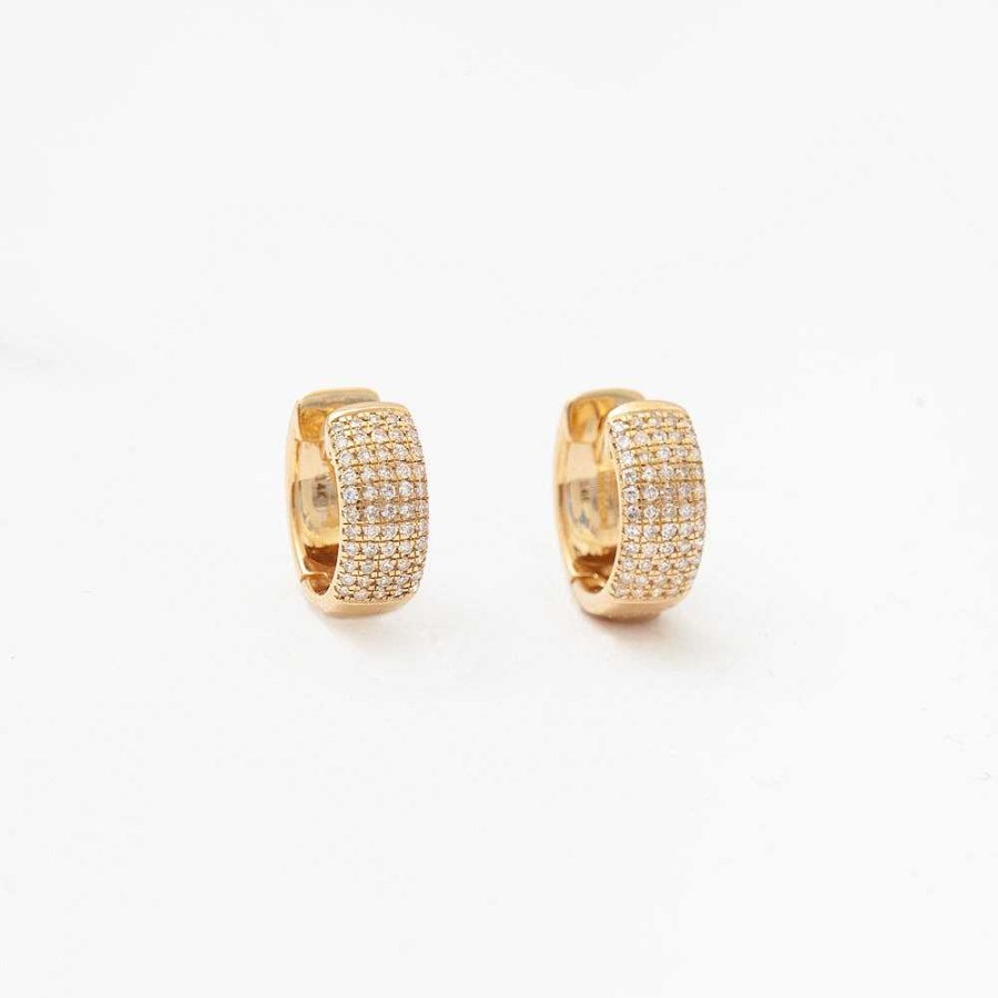 Earrings No.3 | Wide Half Pav Huggie Hoops