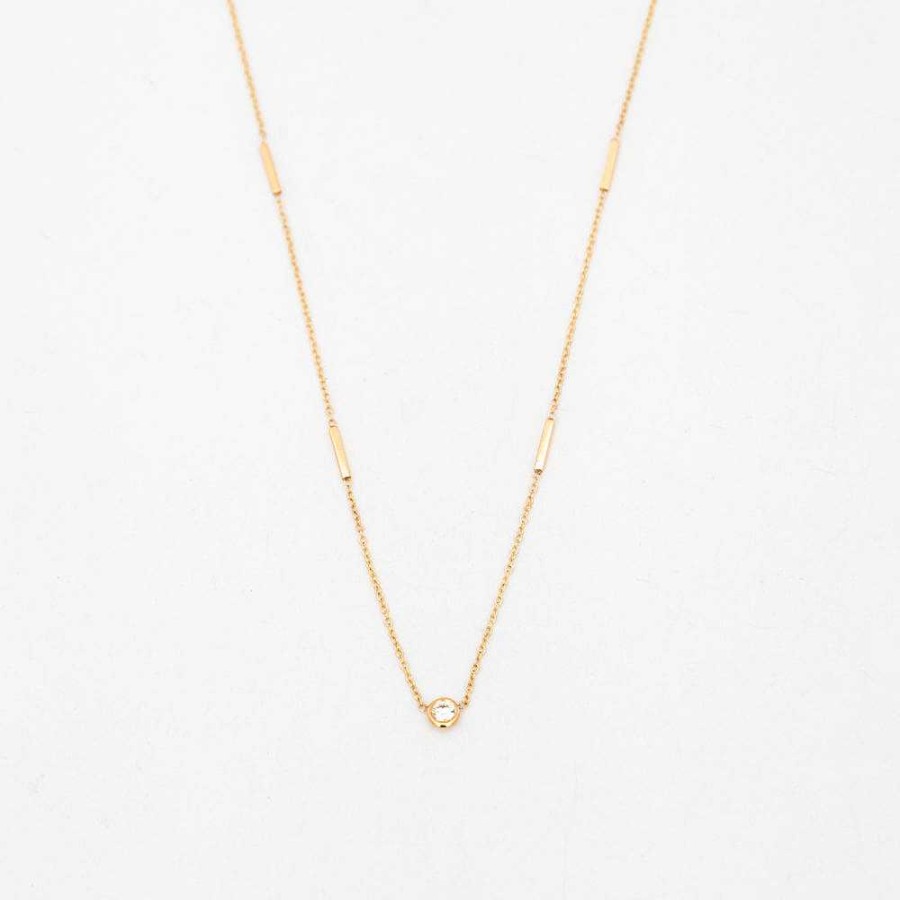 Necklaces And Pendants Zoe Chicco | Floating Diamond And Tiny Bar Station Necklace