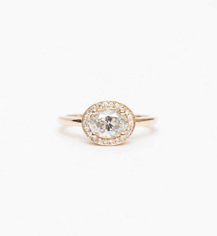 Rings Anna Sheffield | 1.00 Ct Fancy Grey Oval Diamond Rosette Ring