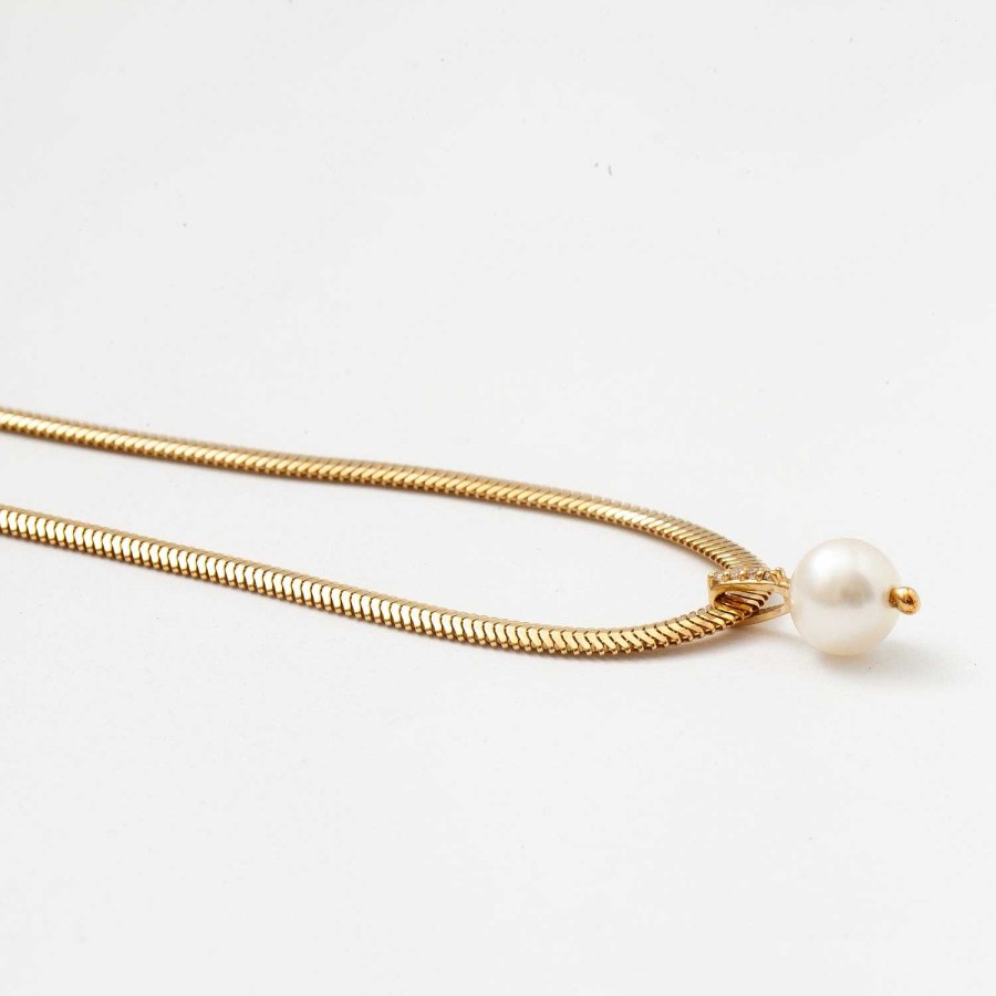 Necklaces And Pendants Zoe Chicco | Dangling Pearl Snake Chain Necklace