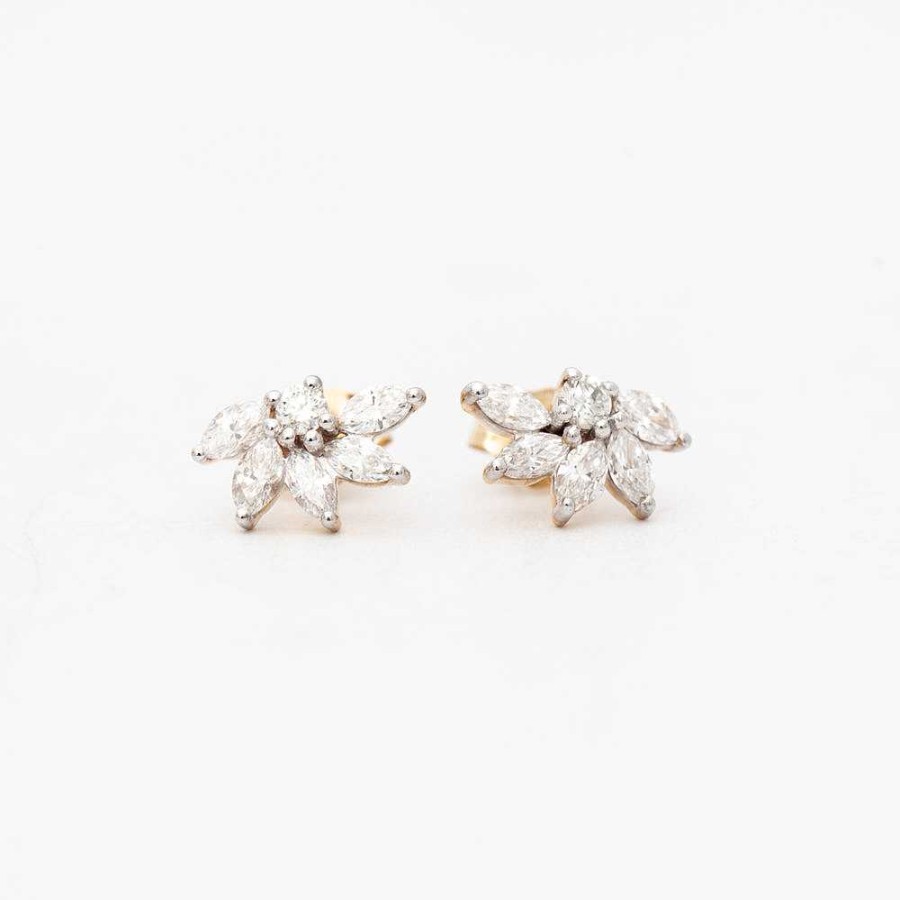 Earrings Adina Reyter | Grace Half Flower Marquise Studs