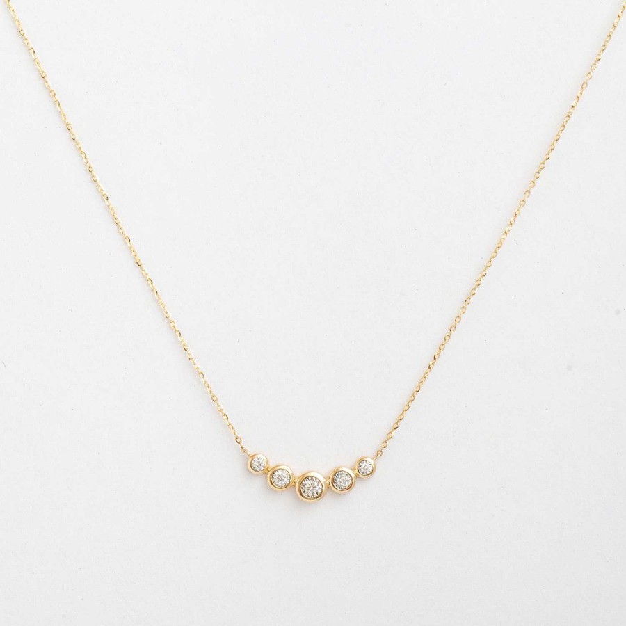 Necklaces And Pendants No.3 | Five Round Diamond Bezel Necklace