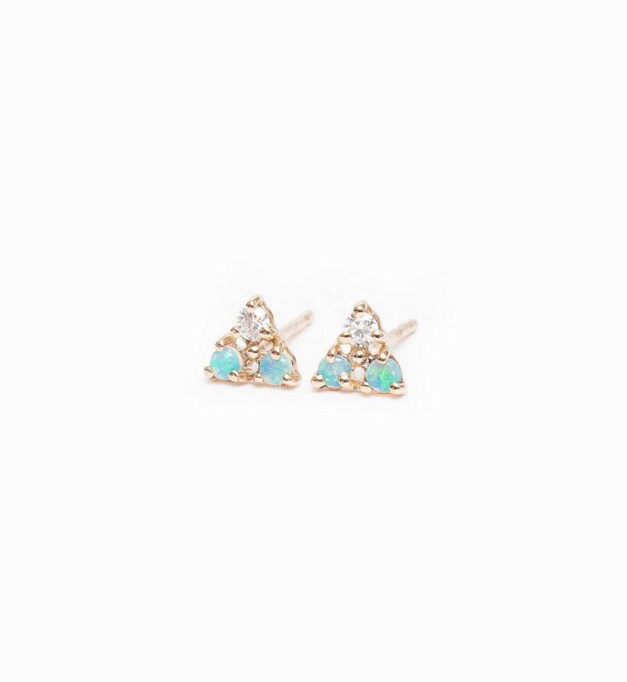 Earrings WWAKE | Tri-Opal & Diamond Stud Earrings