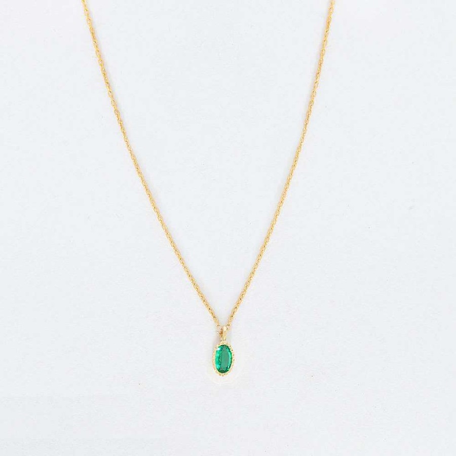 Necklaces And Pendants Jennie Kwon | Oval Emerald Wisp Necklace