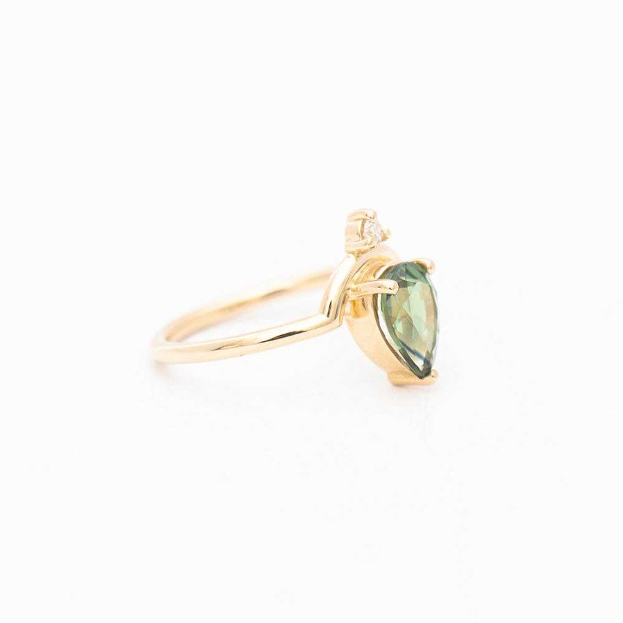 Rings WWAKE | 1.24 Ct Australian Nestled Pear Sapphire Ring