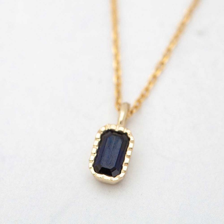 Necklaces And Pendants Jennie Kwon | Emerald Cut Blue Sapphire Wisp Necklace