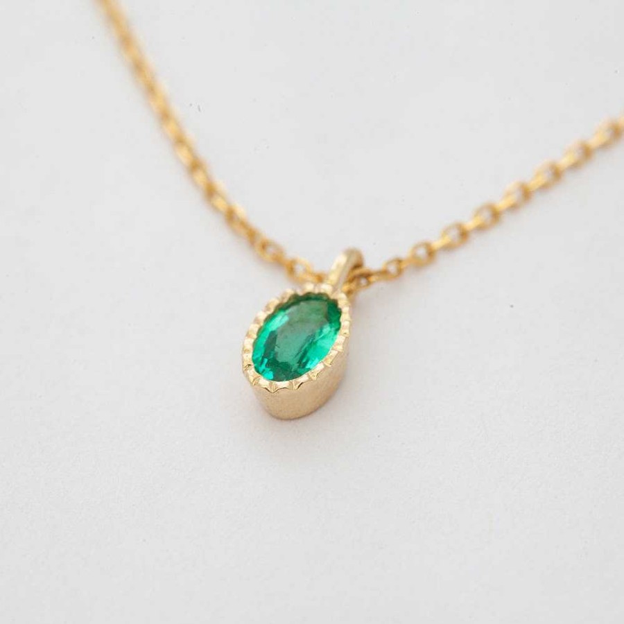 Necklaces And Pendants Jennie Kwon | Oval Emerald Wisp Necklace