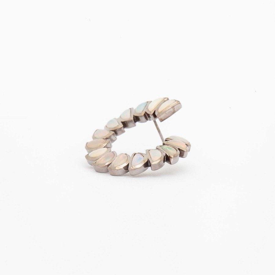 Earrings NAKARD | Ethiopian Opal Marabou Bypass Hoops