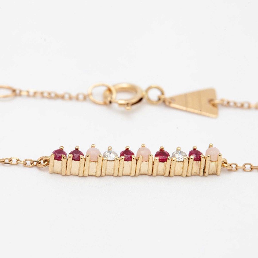 Bracelets Adina Reyter | Amalfi Ruby And Diamond And Pink Opal Rounds Chain Bracelet