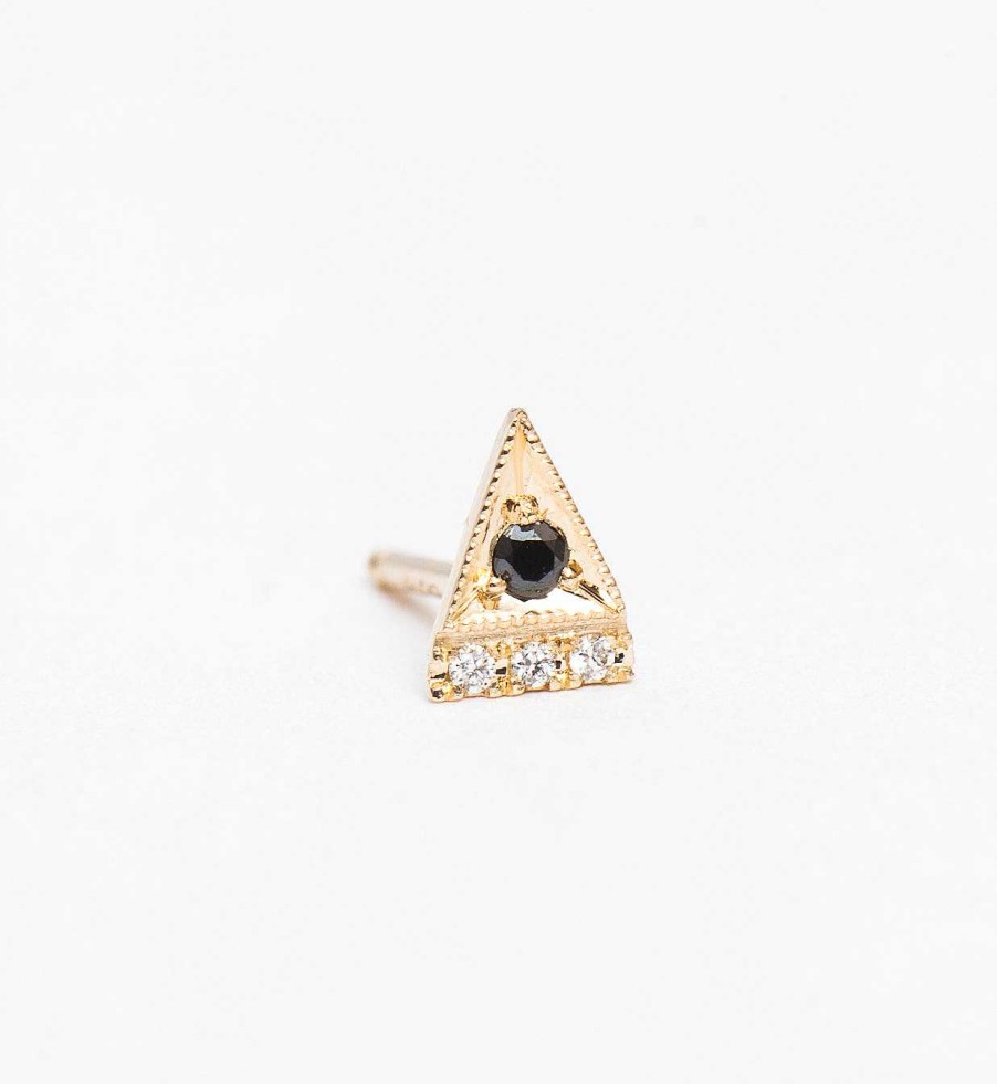 Earrings Jennie Kwon | Black Diamond Deco Point Triangle Stud