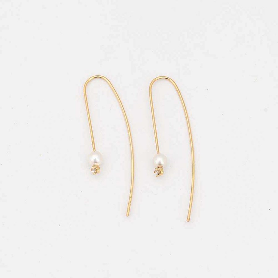 Earrings Zoe Chicco | Pearl And Diamond Wire Earrings