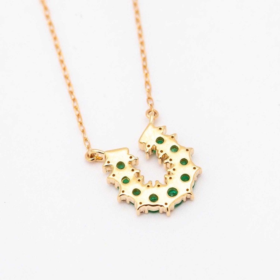 Necklaces And Pendants Adina Reyter | Emerald & Diamond Horseshoe Necklace