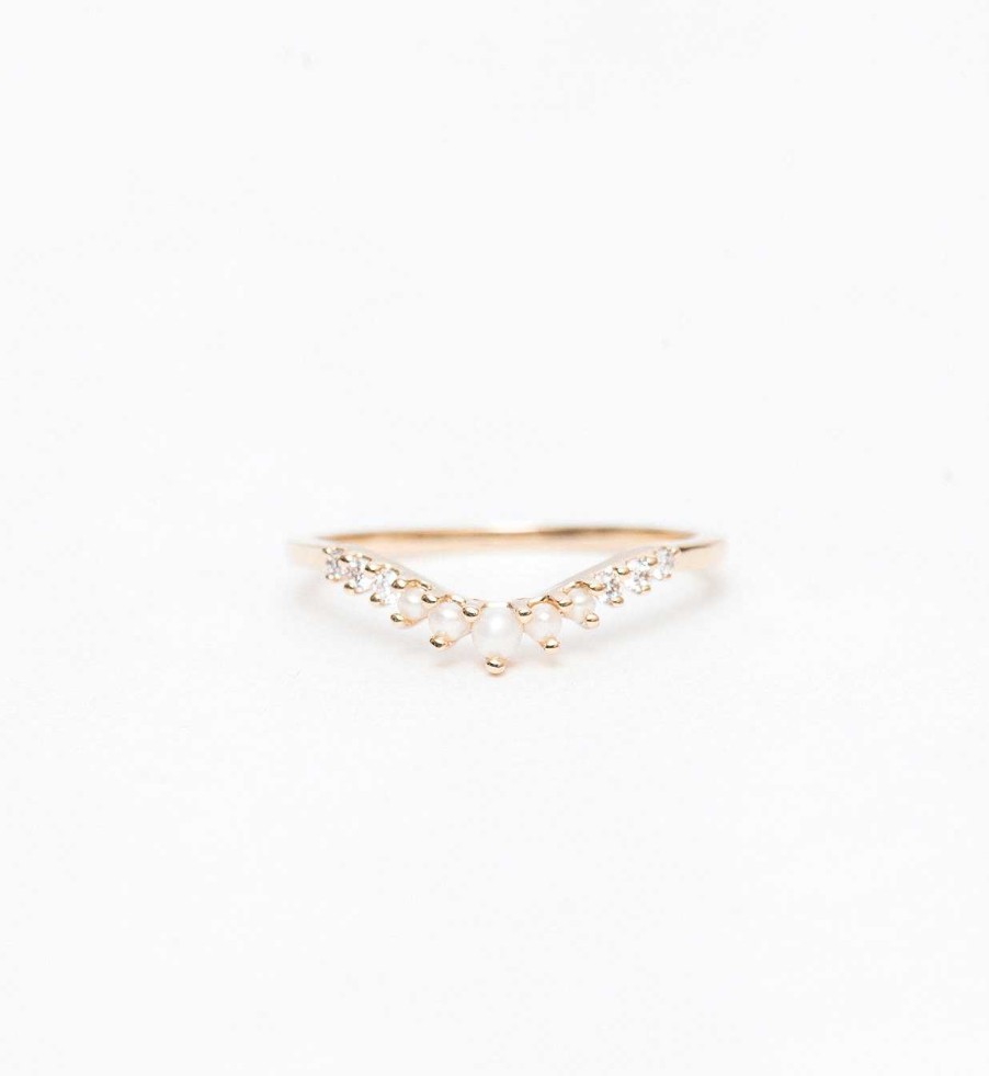 Rings Anna Sheffield | Seed Pearl & White Diamond Tiara Curve Band