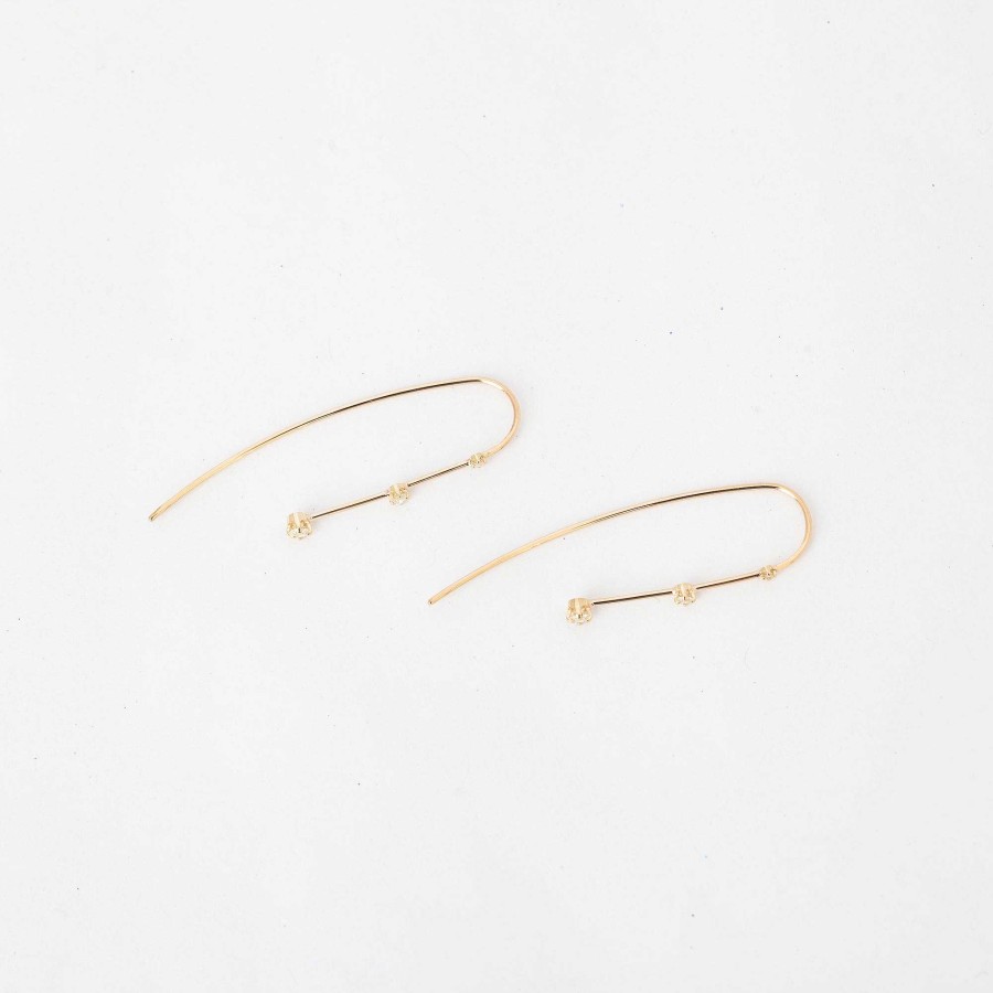 Earrings Zoe Chicco | Graduated Three Prong Diamond Wire Earrings