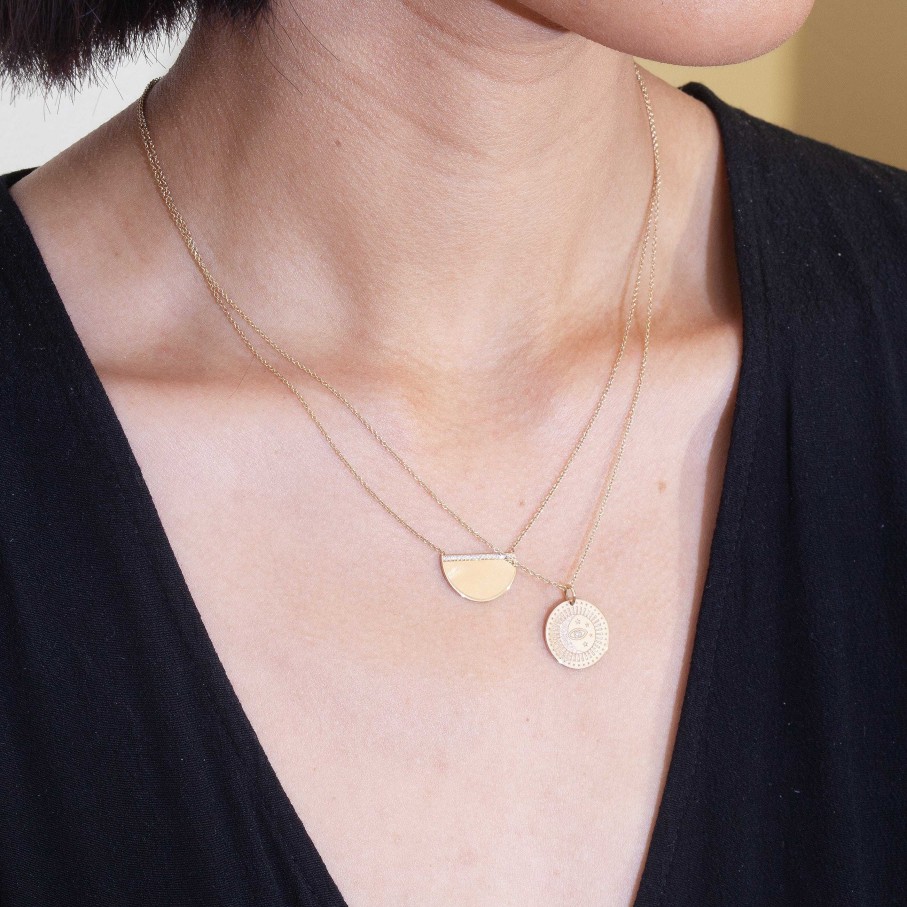 Necklaces And Pendants Zoe Chicco | Small Celestial Protection Medallion Necklace