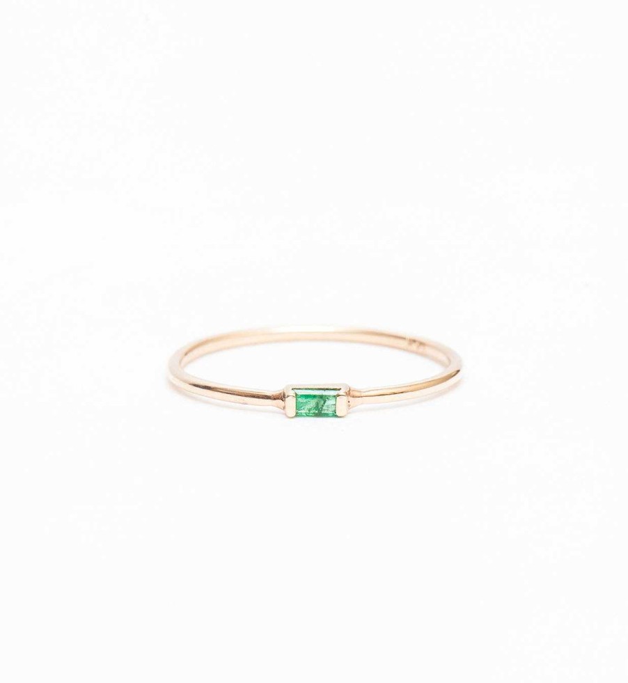 Rings Zoe Chicco | Horizontal Emerald Baguette Ring