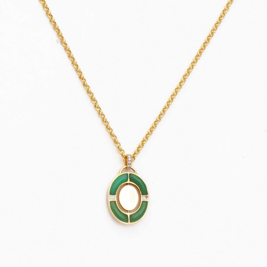 Necklaces And Pendants Sorellina | Chrysoprase Gemelli Inlay Pendant