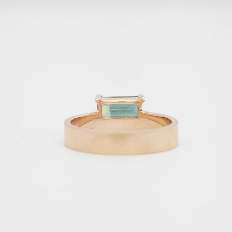 Rings WWAKE | Medium Horizontal Emerald Cut Sapphire Monolith Ring