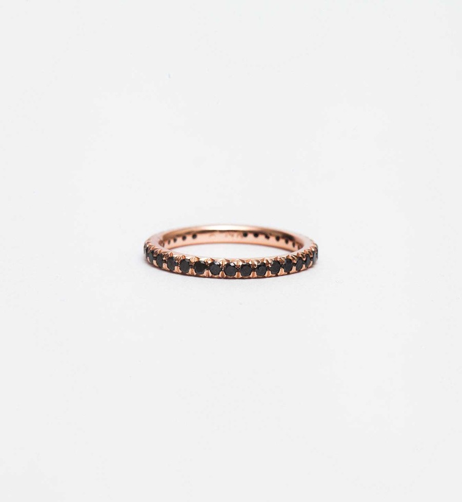 Rings Anna Sheffield | Black Diamond 2 Mm Attelage French-Cut Pav Band