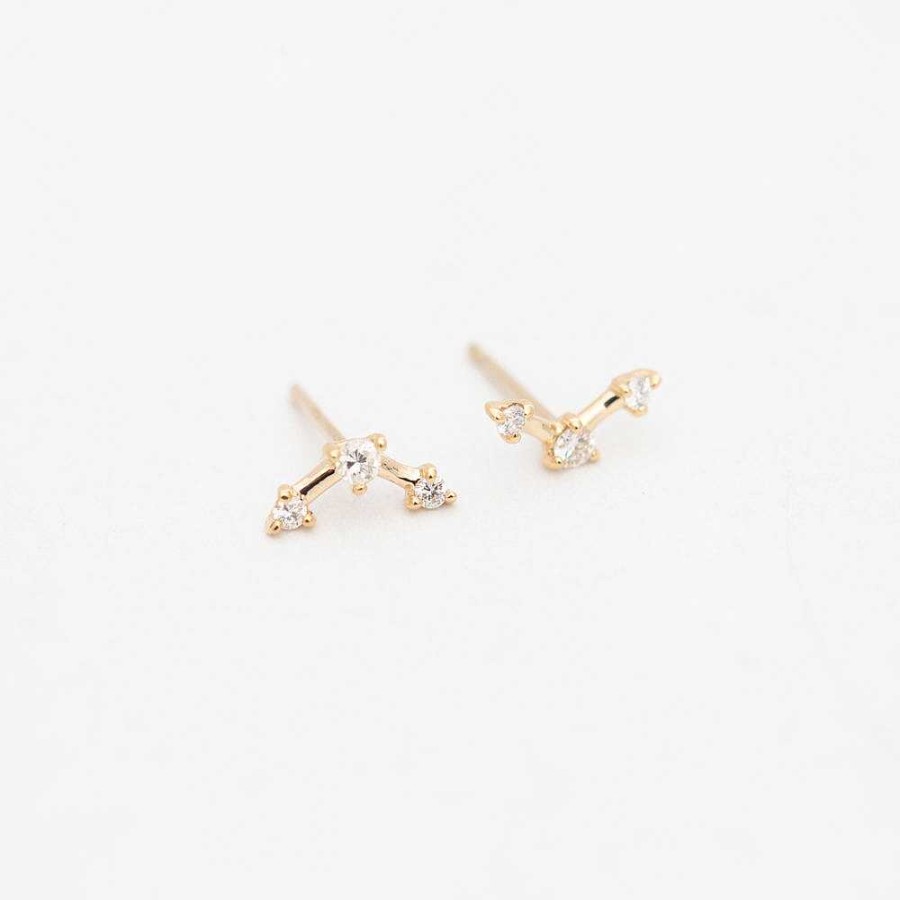 Earrings WWAKE | Mini Three-Step Point White Diamond Earrings