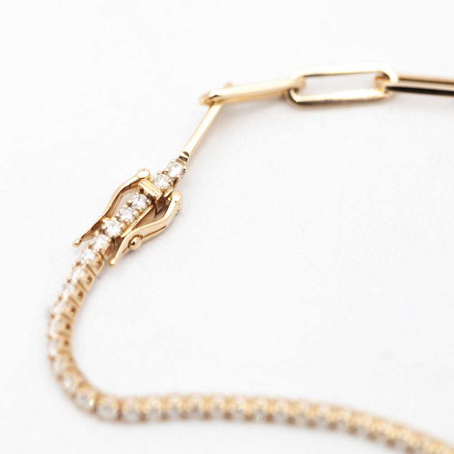 Bracelets No.3 | White Diamond & Paperclip Half Tennis Bracelet